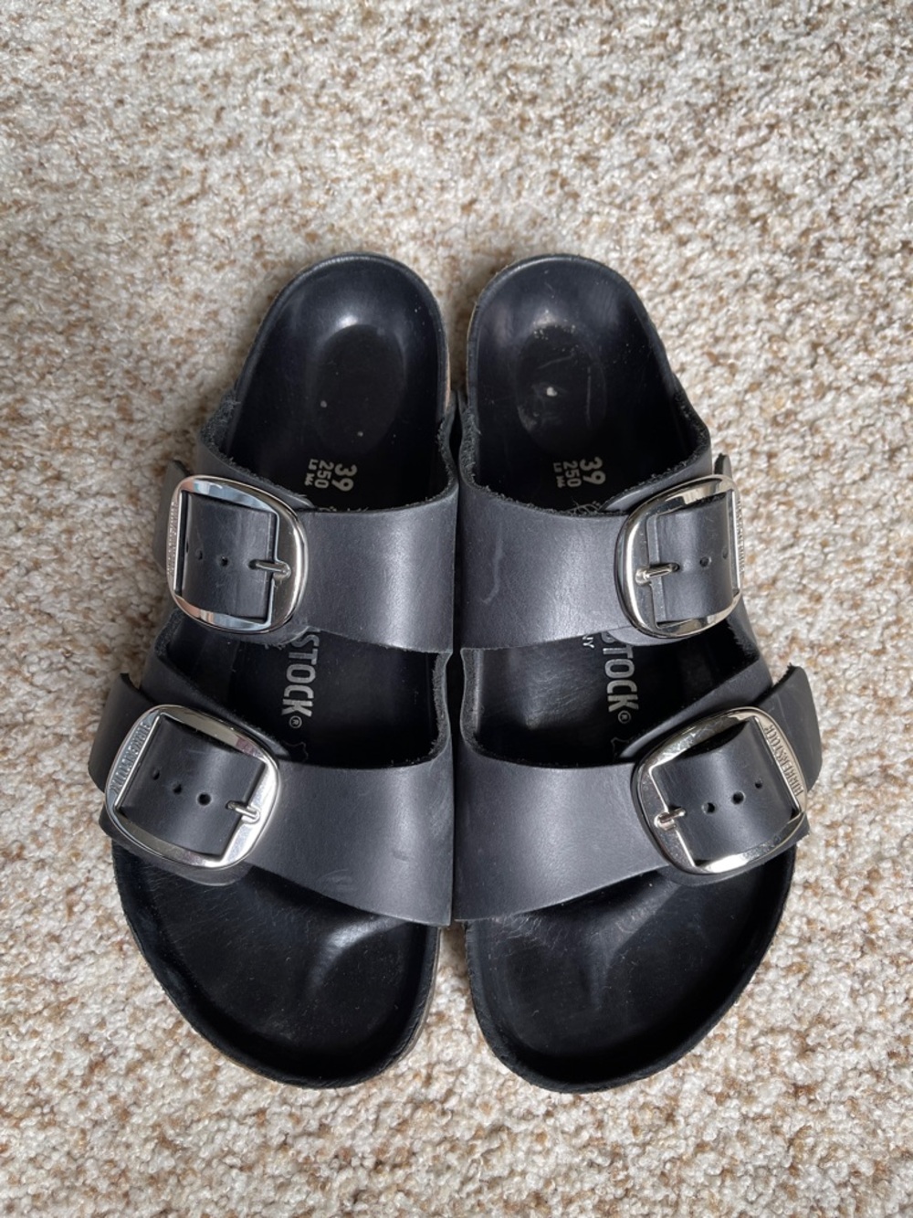 Birkenstock Double Buckle Arizona Sandals Black Size 39